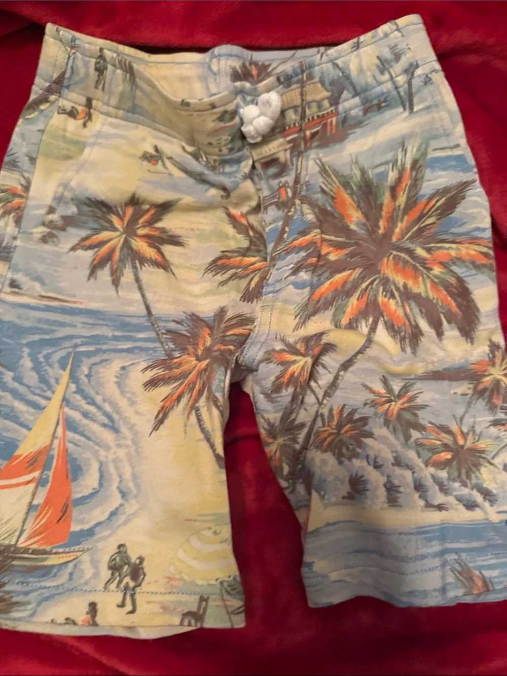 Ralph Lauren Palm Print Shorts in Light Blue and Orange